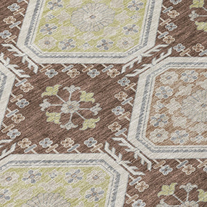 HomeRoots 5' Elegant Chocolate and Beige Floral Area Rug for Indoor Outdoor Spaces - Washable & Durable Design 8' X 10' 610748