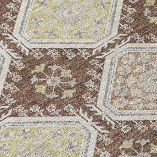 HomeRoots 5' Elegant Chocolate and Beige Floral Area Rug for Indoor Outdoor Spaces - Washable & Durable Design 8' X 10' 610748