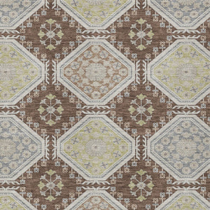 HomeRoots 5' Elegant Chocolate and Beige Floral Area Rug for Indoor Outdoor Spaces - Washable & Durable Design 9' X 12' 610749