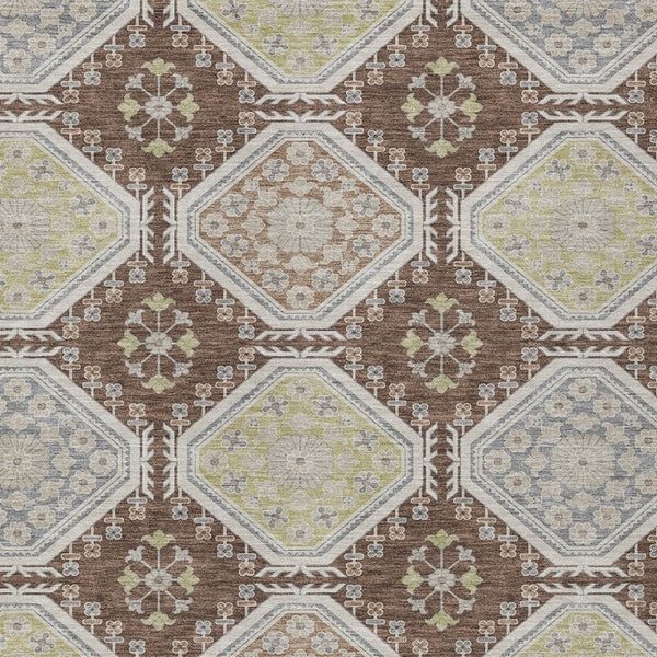 HomeRoots 5' Elegant Chocolate and Beige Floral Area Rug for Indoor Outdoor Spaces - Washable & Durable Design 9' X 12' 610749