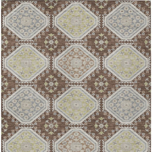 HomeRoots 5' Elegant Chocolate and Beige Floral Area Rug for Indoor Outdoor Spaces - Washable & Durable Design 10' X 14' 610750