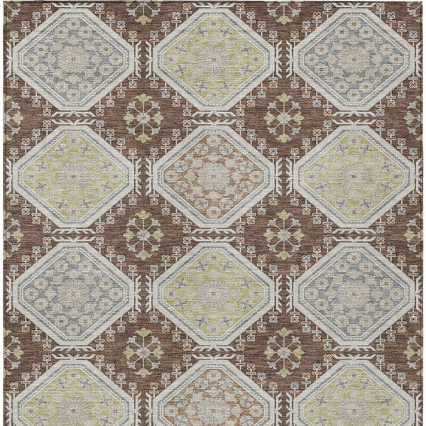 HomeRoots 5' Elegant Chocolate and Beige Floral Area Rug for Indoor Outdoor Spaces - Washable & Durable Design 10' X 14' 610750