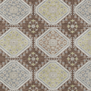 HomeRoots 5' Elegant Chocolate and Beige Floral Area Rug for Indoor Outdoor Spaces - Washable & Durable Design 10' X 14' 610750