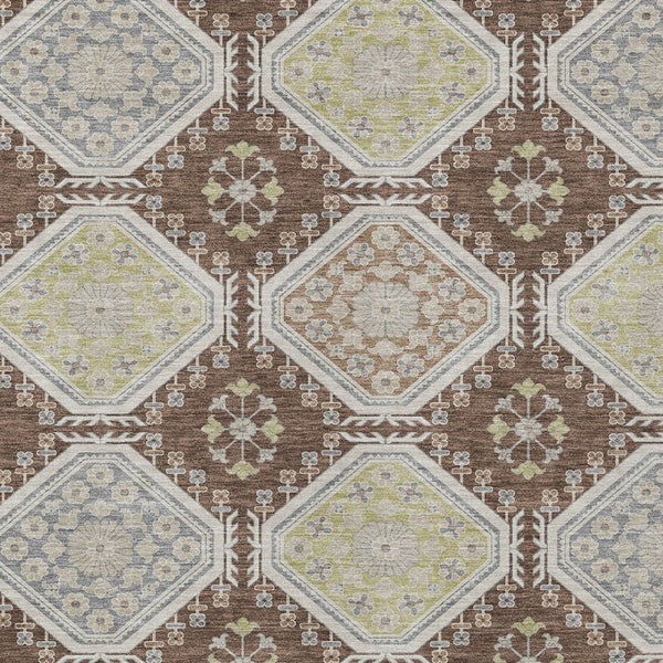 HomeRoots 5' Elegant Chocolate and Beige Floral Area Rug for Indoor Outdoor Spaces - Washable & Durable Design 10' X 14' 610750