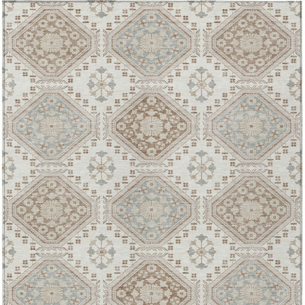 HomeRoots 5' Timeless Ivory and Brown Floral Area Rug - Durable, Washable, Ideal for Indoor and Outdoor Spaces 5' X 8' 610752