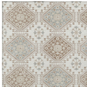 HomeRoots 5' Timeless Ivory and Brown Floral Area Rug - Durable, Washable, Ideal for Indoor and Outdoor Spaces 5' X 8' 610752