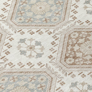 HomeRoots 5' Timeless Ivory and Brown Floral Area Rug - Durable, Washable, Ideal for Indoor and Outdoor Spaces 5' X 8' 610752