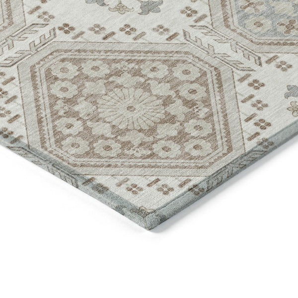 HomeRoots 5' Timeless Ivory and Brown Floral Area Rug - Durable, Washable, Ideal for Indoor and Outdoor Spaces 8' X 10' 610754