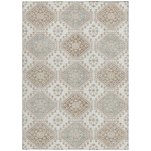 HomeRoots 5' Timeless Ivory and Brown Floral Area Rug - Durable, Washable, Ideal for Indoor and Outdoor Spaces 8' X 10' 610754