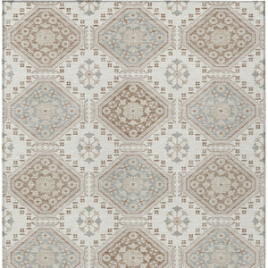 HomeRoots 5' Timeless Ivory and Brown Floral Area Rug - Durable, Washable, Ideal for Indoor and Outdoor Spaces 9' X 12' 610755