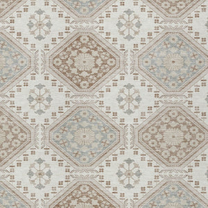 HomeRoots 5' Timeless Ivory and Brown Floral Area Rug - Durable, Washable, Ideal for Indoor and Outdoor Spaces 9' X 12' 610755