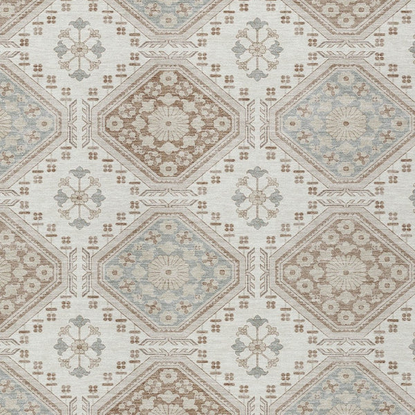 HomeRoots 5' Timeless Ivory and Brown Floral Area Rug - Durable, Washable, Ideal for Indoor and Outdoor Spaces 9' X 12' 610755