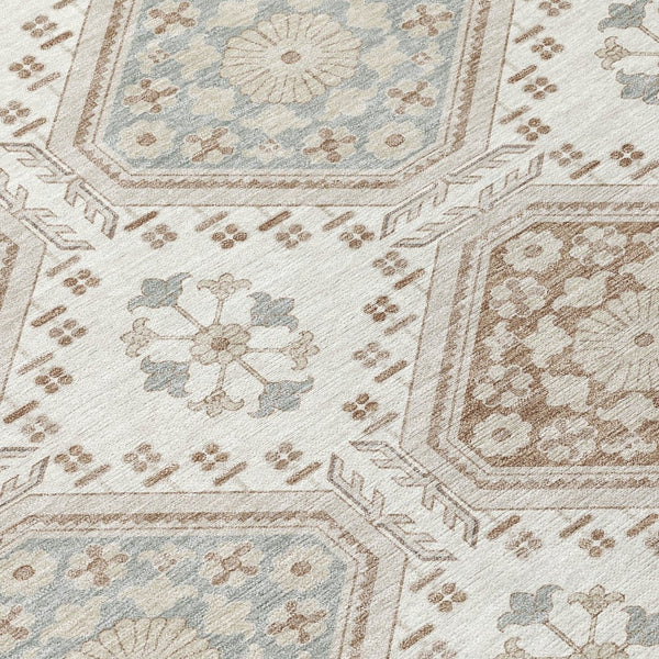 HomeRoots 5' Timeless Ivory and Brown Floral Area Rug - Durable, Washable, Ideal for Indoor and Outdoor Spaces 9' X 12' 610755