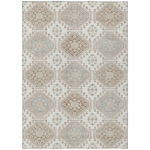 HomeRoots 5' Timeless Ivory and Brown Floral Area Rug - Durable, Washable, Ideal for Indoor and Outdoor Spaces 10' X 14' 610756