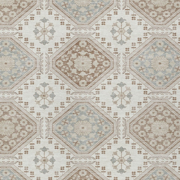 HomeRoots 5' Timeless Ivory and Brown Floral Area Rug - Durable, Washable, Ideal for Indoor and Outdoor Spaces 10' X 14' 610756