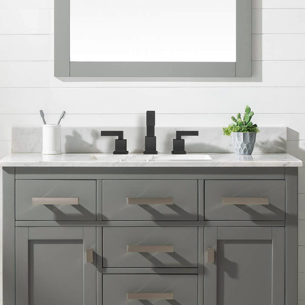 English Elm Matte Black Widespread Bathroom Faucet - Elegant Waterfall Design, 2-Handle, Durable & Modern Style T3177P277508