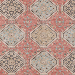 HomeRoots 5' Classic Salmon and Beige Floral Washable Area Rug for Indoor and Outdoor High-Traffic Spaces 5' X 8' 610776