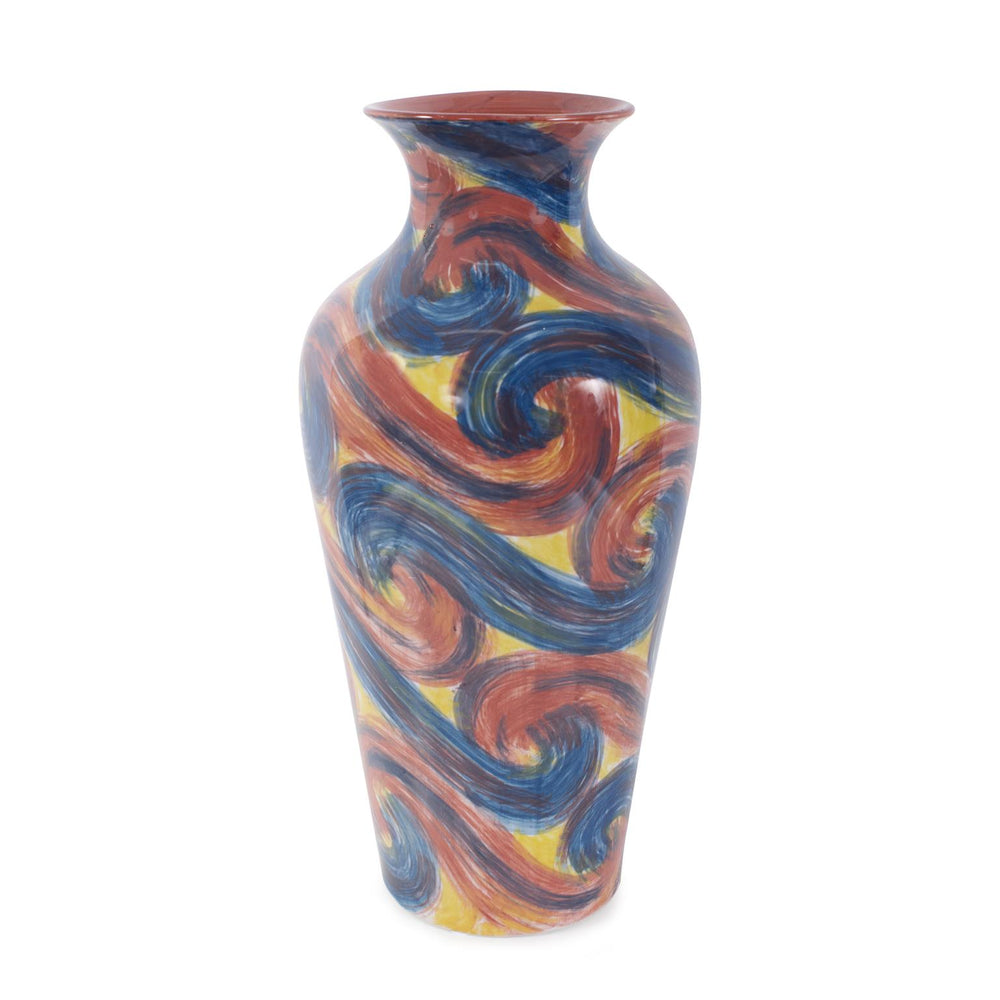 Howard Elliott Camille Flared Ceramic Tall Vase - Vibrant Swirl Design For Creative Decor And Abstract Elegance Multi Ceramic 61078-howard-elliott