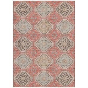 HomeRoots 5' Classic Salmon and Beige Floral Washable Area Rug for Indoor and Outdoor High-Traffic Spaces 10' X 14' 610780