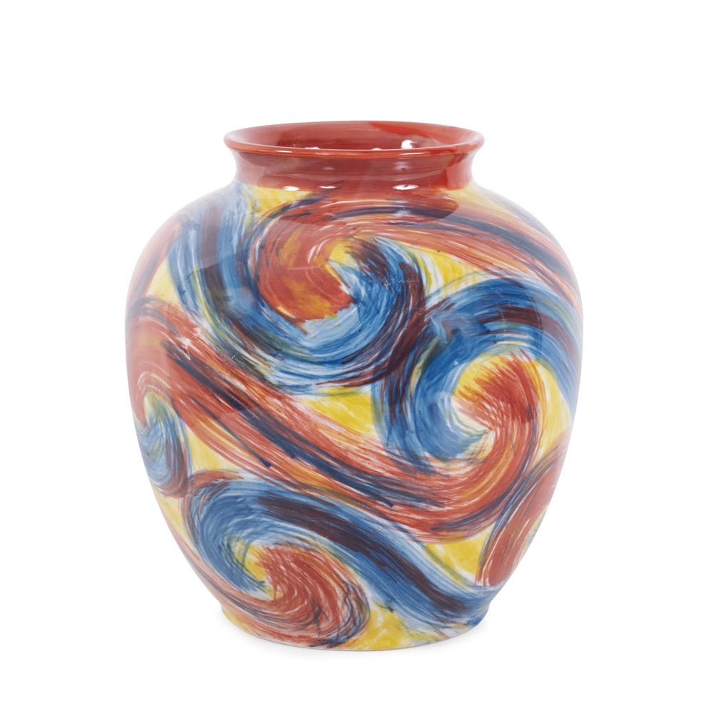 Howard Elliott Camille Wide Ceramic Pot - Vibrant Swirl Colors For Dynamic Home Décor & Creative Versatility Multi Ceramic 61079-howard-elliott