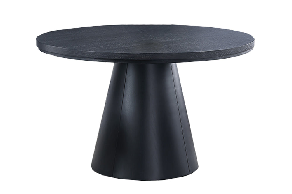 English Elm 1pc Round Dining Table 48"Ø x 30"H Black Finish with Cone-Shaped Bent Wood Base Seats 4 Modern Centerpiece B011S01727