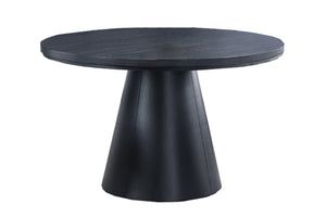 English Elm 1pc Round Dining Table 48"Ø x 30"H Black Finish with Cone-Shaped Bent Wood Base Seats 4 Modern Centerpiece B011S01727