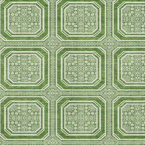 HomeRoots 5' Green and Ivory Geometric Area Rug - Durable, Washable, Stylish for Indoor and Outdoor Spaces 5' X 8' 610806