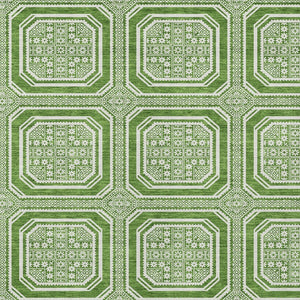 HomeRoots 5' Green and Ivory Geometric Area Rug - Durable, Washable, Stylish for Indoor and Outdoor Spaces 8' X 10' 610808