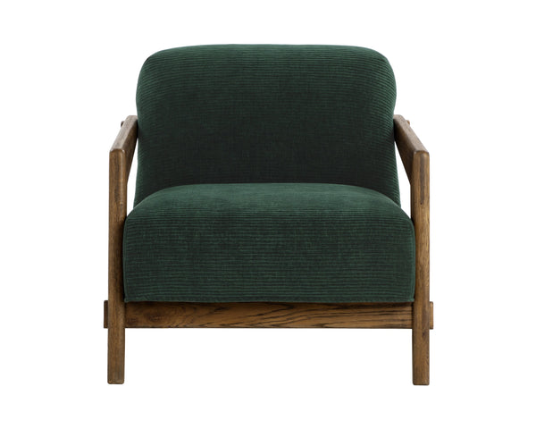 Sunpan Bosco Lounge Chair – Mid-century Marvel In Warm Oak & Plush Opera Nori Fabric For Ultimate Comfort Green Fabric 112130