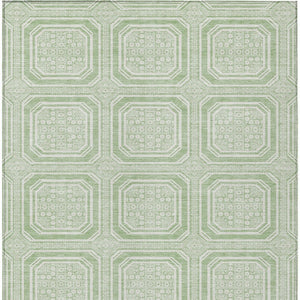 HomeRoots 5' Mint Green and Ivory Geometric Area Rug - Stylish, Washable, Durable for Indoor and Outdoor Spaces 5' X 8' 610830