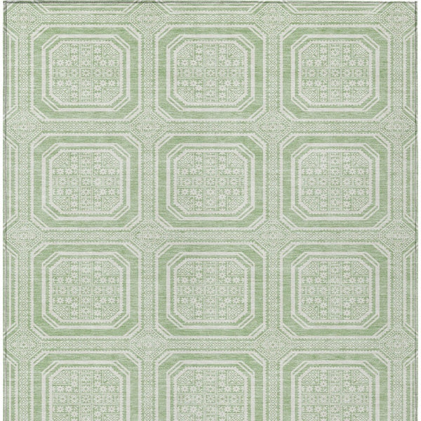 HomeRoots 5' Mint Green and Ivory Geometric Area Rug - Stylish, Washable, Durable for Indoor and Outdoor Spaces 5' X 8' 610830