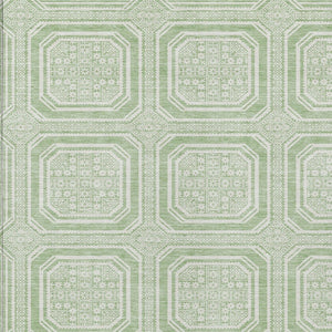 HomeRoots 5' Mint Green and Ivory Geometric Area Rug - Stylish, Washable, Durable for Indoor and Outdoor Spaces 5' X 8' 610830