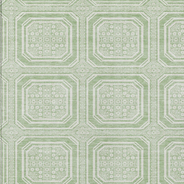 HomeRoots 5' Mint Green and Ivory Geometric Area Rug - Stylish, Washable, Durable for Indoor and Outdoor Spaces 5' X 8' 610830