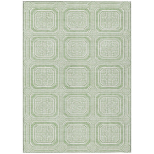 HomeRoots 5' Mint Green and Ivory Geometric Area Rug - Stylish, Washable, Durable for Indoor and Outdoor Spaces 8' X 10' 610832