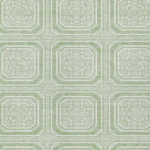 HomeRoots 5' Mint Green and Ivory Geometric Area Rug - Stylish, Washable, Durable for Indoor and Outdoor Spaces 8' X 10' 610832