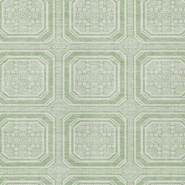 HomeRoots 5' Mint Green and Ivory Geometric Area Rug - Stylish, Washable, Durable for Indoor and Outdoor Spaces 8' X 10' 610832