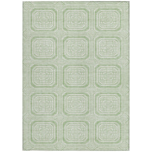 HomeRoots 5' Mint Green and Ivory Geometric Area Rug - Stylish, Washable, Durable for Indoor and Outdoor Spaces 9' X 12' 610833