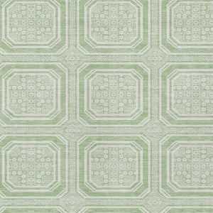 HomeRoots 5' Mint Green and Ivory Geometric Area Rug - Stylish, Washable, Durable for Indoor and Outdoor Spaces 9' X 12' 610833
