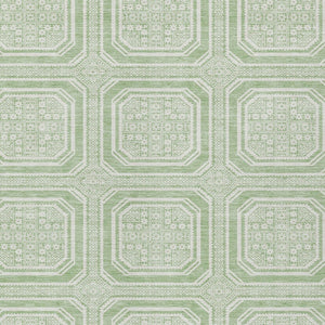 HomeRoots 5' Mint Green and Ivory Geometric Area Rug - Stylish, Washable, Durable for Indoor and Outdoor Spaces 10' X 14' 610834
