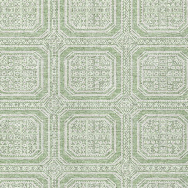 HomeRoots 5' Mint Green and Ivory Geometric Area Rug - Stylish, Washable, Durable for Indoor and Outdoor Spaces 10' X 14' 610834
