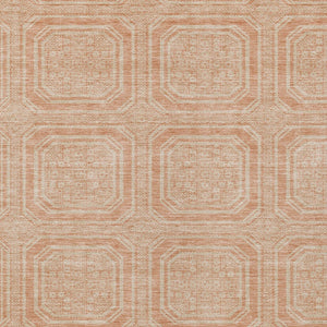 HomeRoots 5' Peach and Beige Geometric Area Rug - Durable, Washable Indoor/Outdoor Design for Modern Spaces 5' X 8' 610842