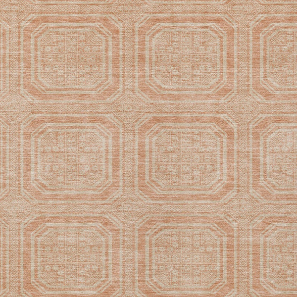 HomeRoots 5' Peach and Beige Geometric Area Rug - Durable, Washable Indoor/Outdoor Design for Modern Spaces 5' X 8' 610842
