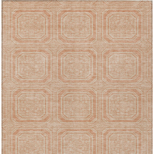 HomeRoots 5' Peach and Beige Geometric Area Rug - Durable, Washable Indoor/Outdoor Design for Modern Spaces 5' X 8' 610842