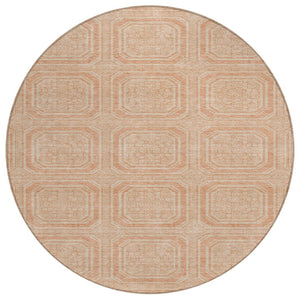 HomeRoots 5' Peach and Beige Geometric Area Rug - Durable, Washable Indoor/Outdoor Design for Modern Spaces 8' Round 610843