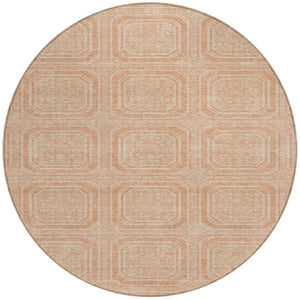 HomeRoots 5' Peach and Beige Geometric Area Rug - Durable, Washable Indoor/Outdoor Design for Modern Spaces 8' Round 610843