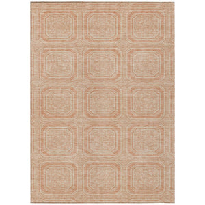 HomeRoots 5' Peach and Beige Geometric Area Rug - Durable, Washable Indoor/Outdoor Design for Modern Spaces 8' X 10' 610844