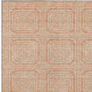 HomeRoots 5' Peach and Beige Geometric Area Rug - Durable, Washable Indoor/Outdoor Design for Modern Spaces 8' X 10' 610844
