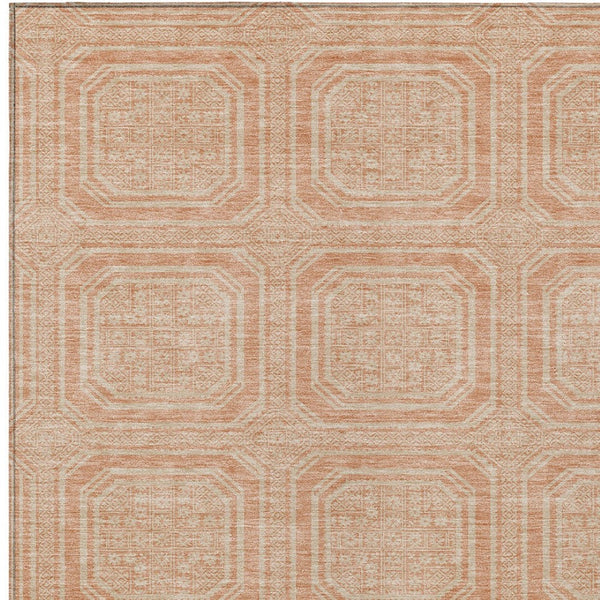 HomeRoots 5' Peach and Beige Geometric Area Rug - Durable, Washable Indoor/Outdoor Design for Modern Spaces 8' X 10' 610844