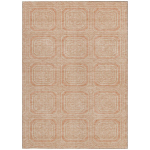 HomeRoots 5' Peach and Beige Geometric Area Rug - Durable, Washable Indoor/Outdoor Design for Modern Spaces 8' X 10' 610844
