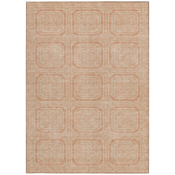 HomeRoots 5' Peach and Beige Geometric Area Rug - Durable, Washable Indoor/Outdoor Design for Modern Spaces 8' X 10' 610844